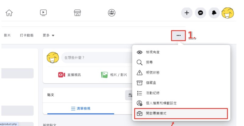 Facebook打开专业模式3